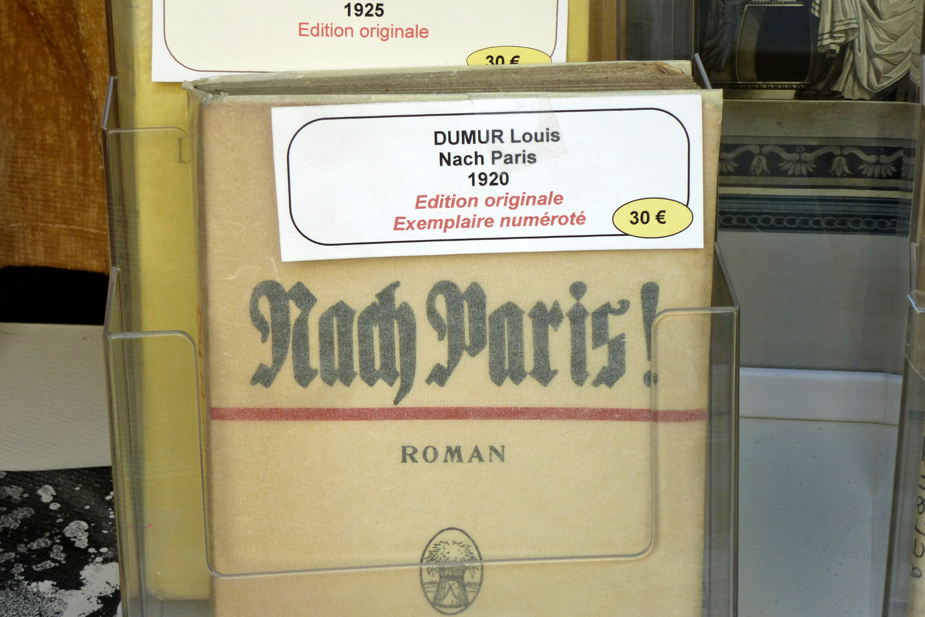 Buch über Paris in einem Antiquariat