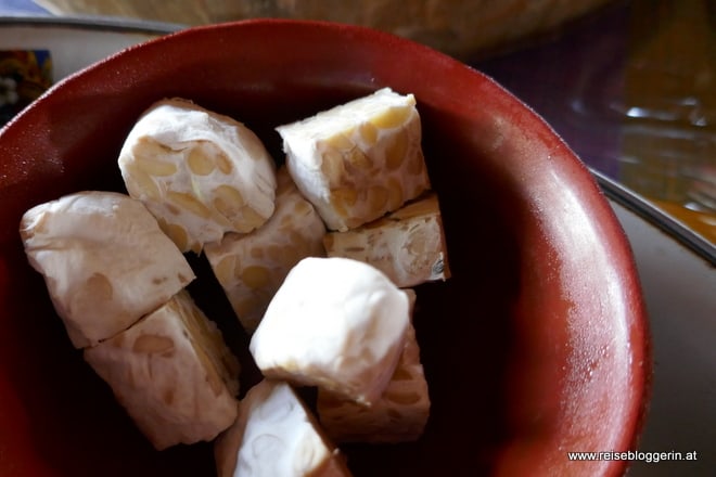 Tempeh sind fermentierte Sojabohnen Tempeh